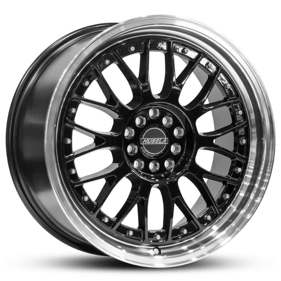 Wheel HUSSLA 021 GLOSS BLACK MACHINED LIP