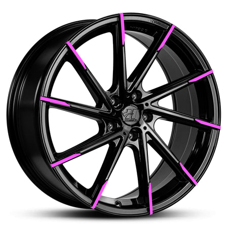 Wheel HUSSLA ALZ GLOSS BLACK BRIGHT PINK TIPS