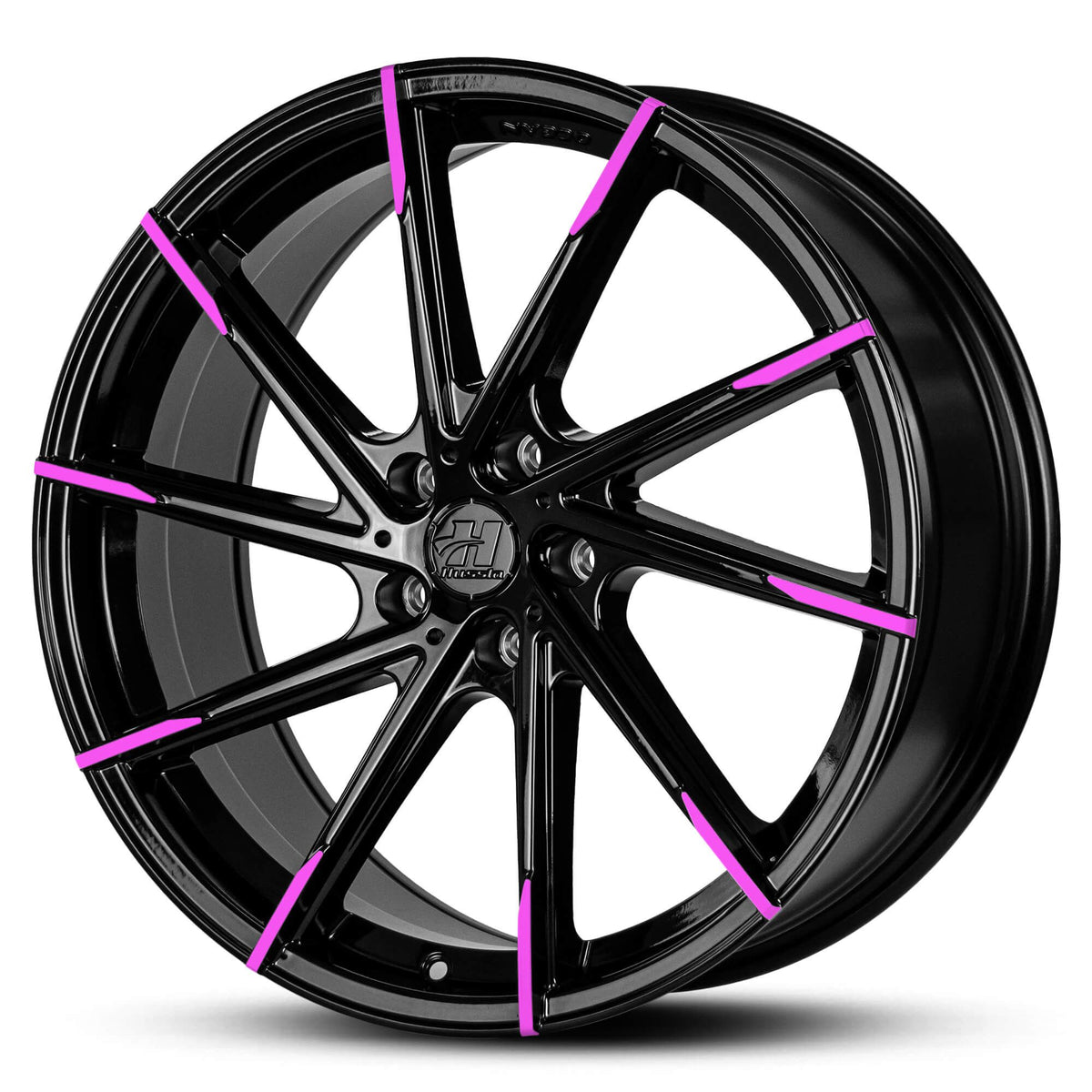 Wheel HUSSLA ALZ GLOSS BLACK BRIGHT PINK TIPS