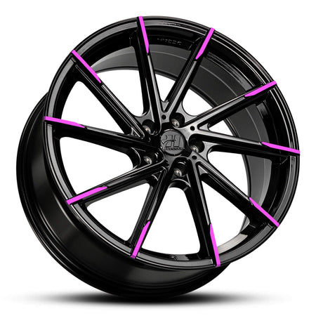 Wheel HUSSLA ALZ GLOSS BLACK BRIGHT PINK TIPS