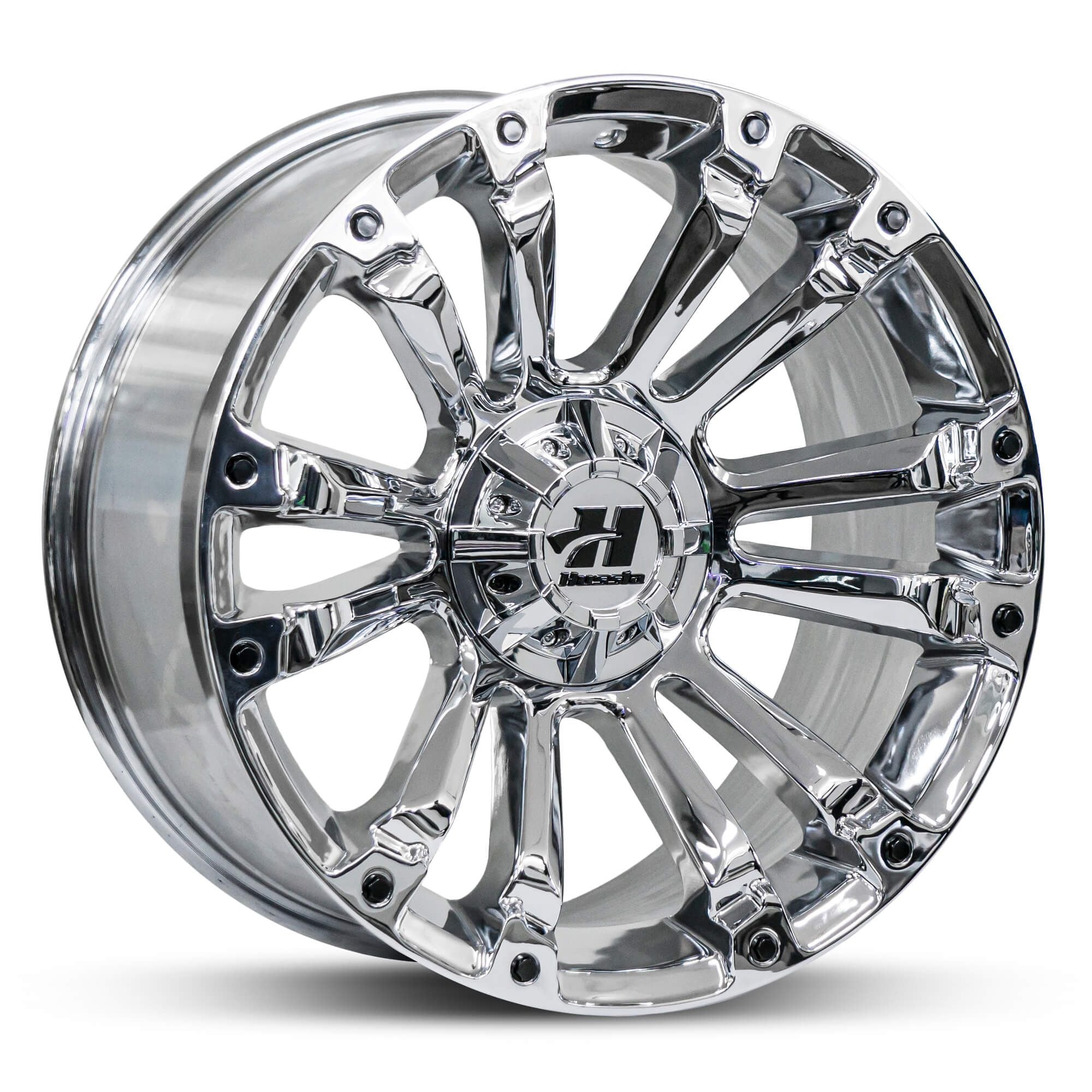 Wheel HUSSLA AMBUSH CHROME BLACK BOLTS