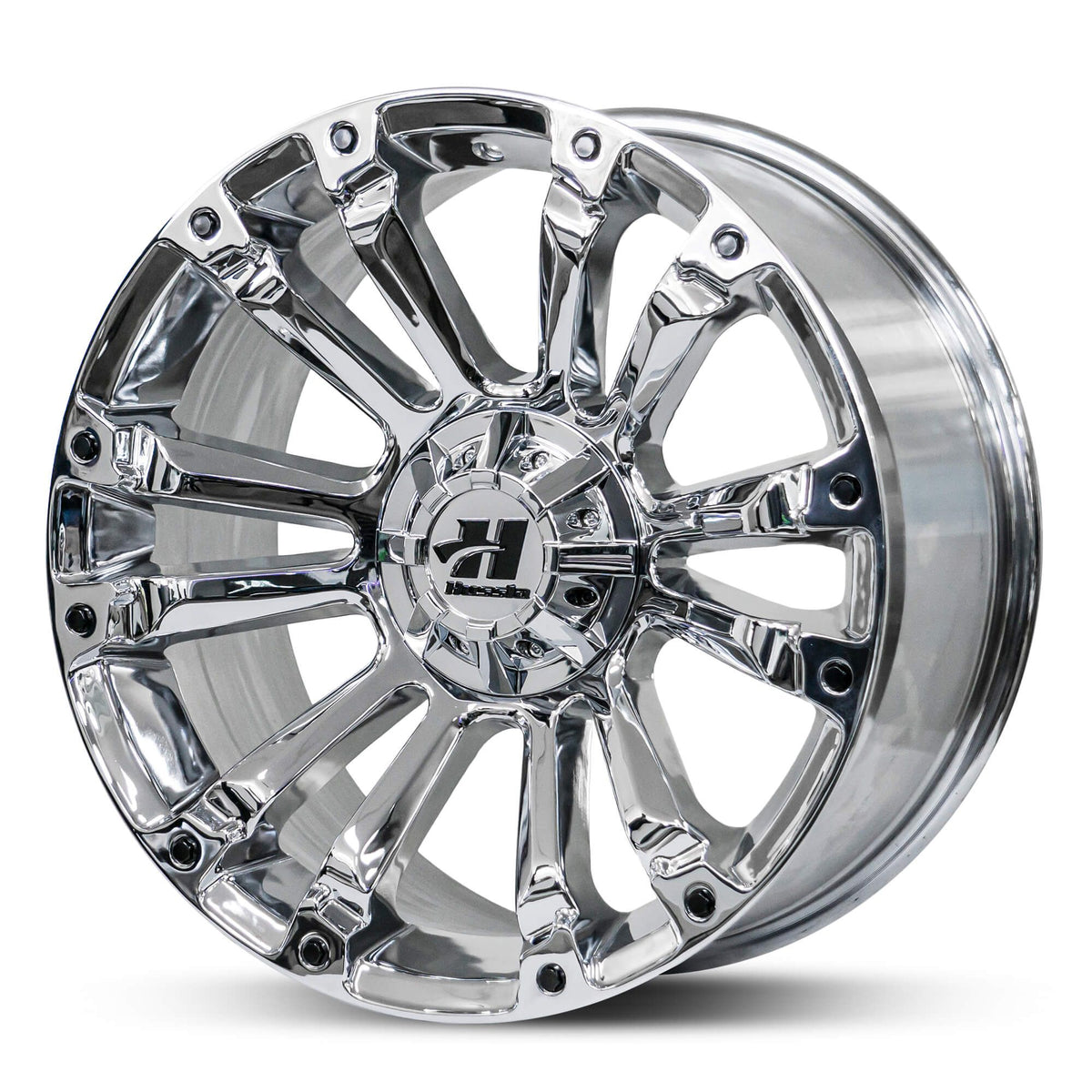 Wheel HUSSLA AMBUSH CHROME BLACK BOLTS