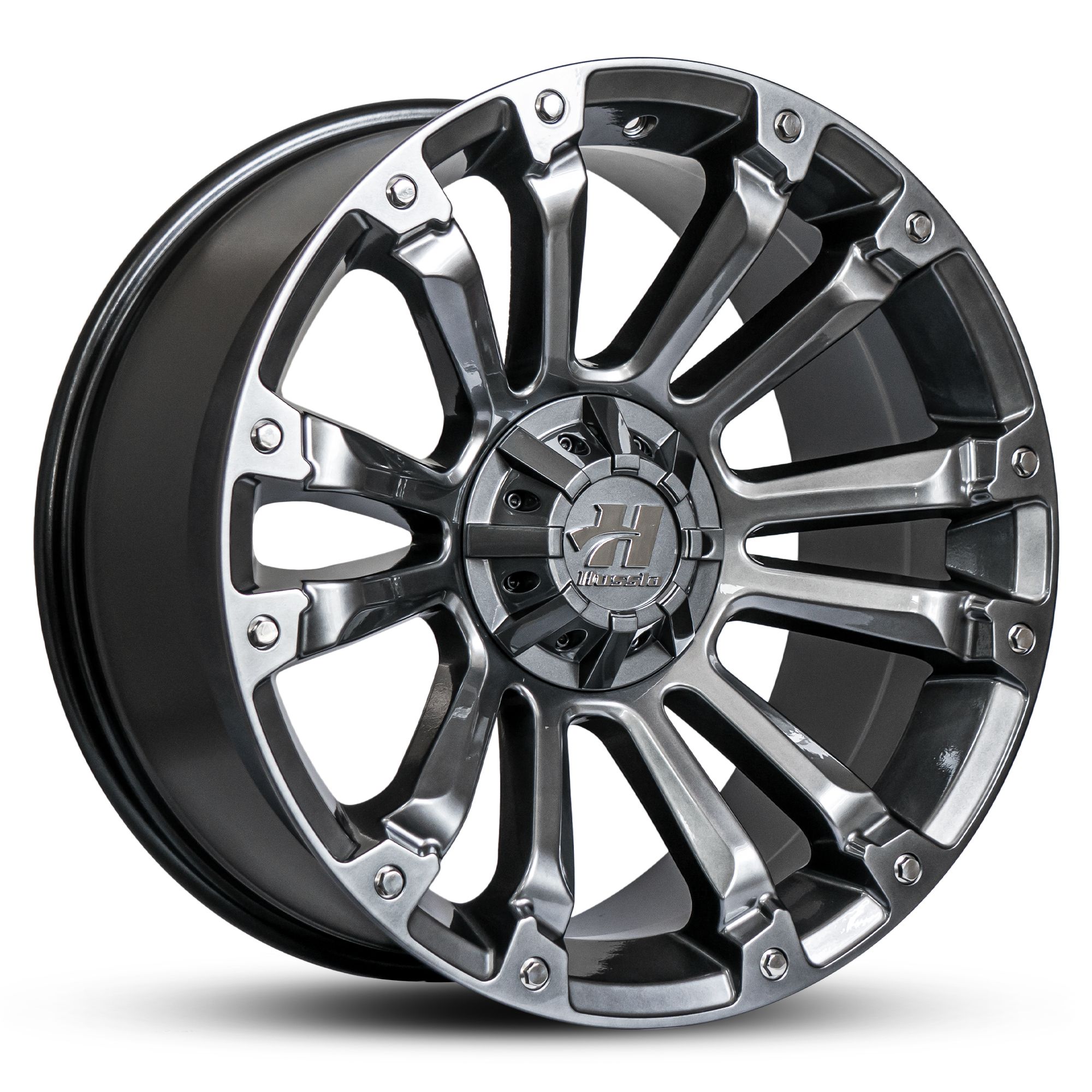 Wheel HUSSLA AMBUSH HYPER BLACK CHROME BOLTS