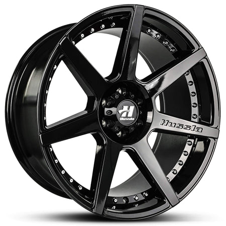 Wheel HUSSLA DYNASTY GLOSS BLACK CHROME BOLTS