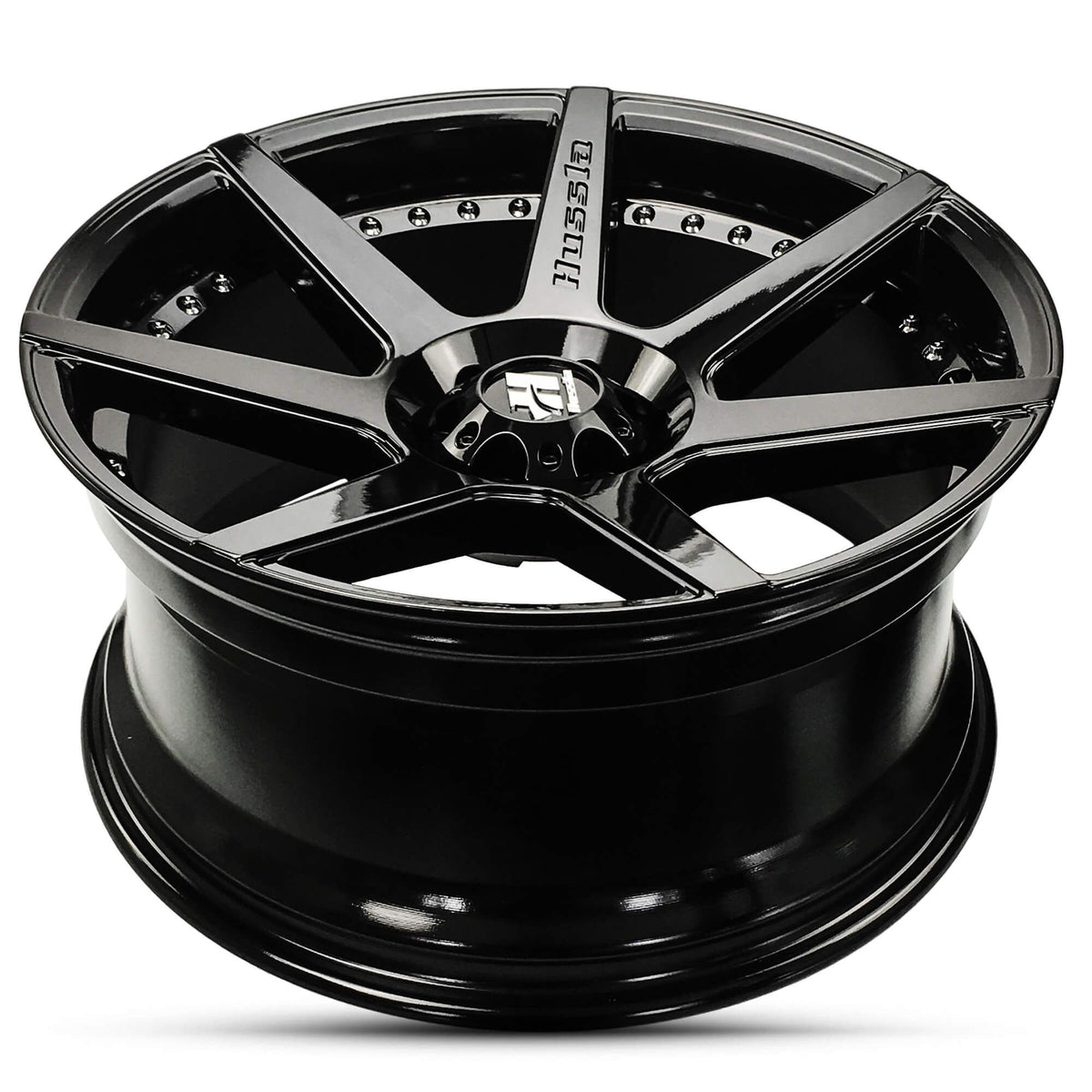 Wheel HUSSLA DYNASTY GLOSS BLACK CHROME BOLTS