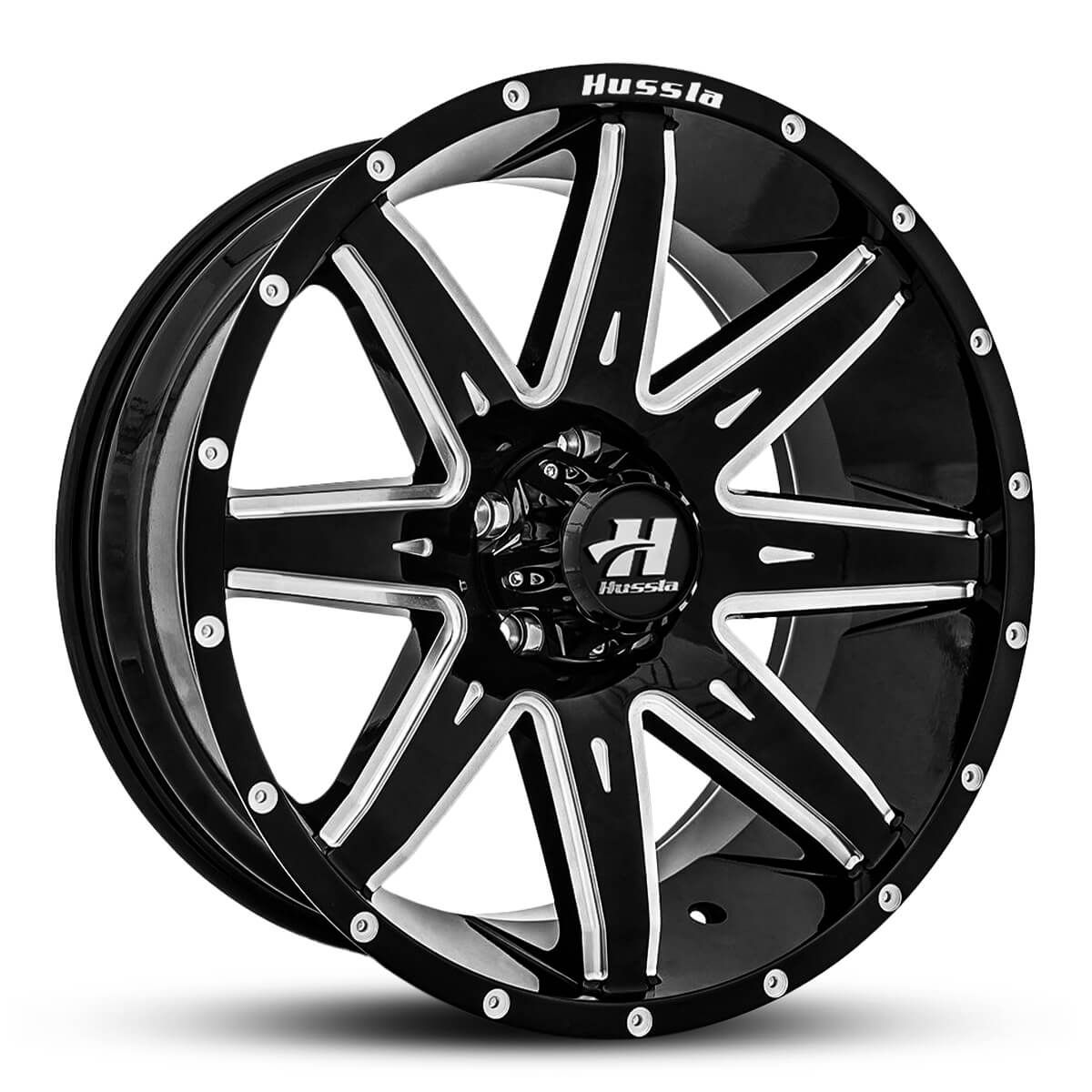 Wheel HUSSLA GATLING GLOSS BLACK MILLED SPOKES