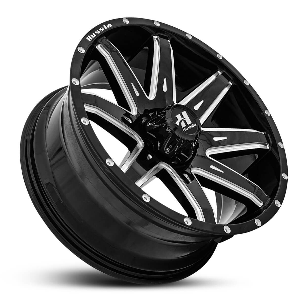 Wheel HUSSLA GATLING GLOSS BLACK MILLED SPOKES