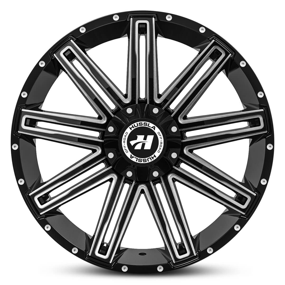 Wheel HUSSLA GAV GLOSS BLACK MILLED SPOKES