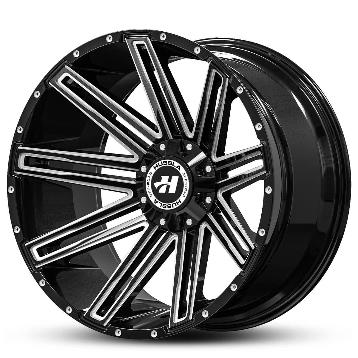 Wheel HUSSLA GAV GLOSS BLACK MILLED SPOKES