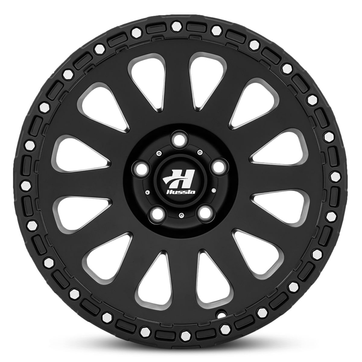 Wheel HUSSLA HARDROCK MATTE BLACK CHROME BOLTS