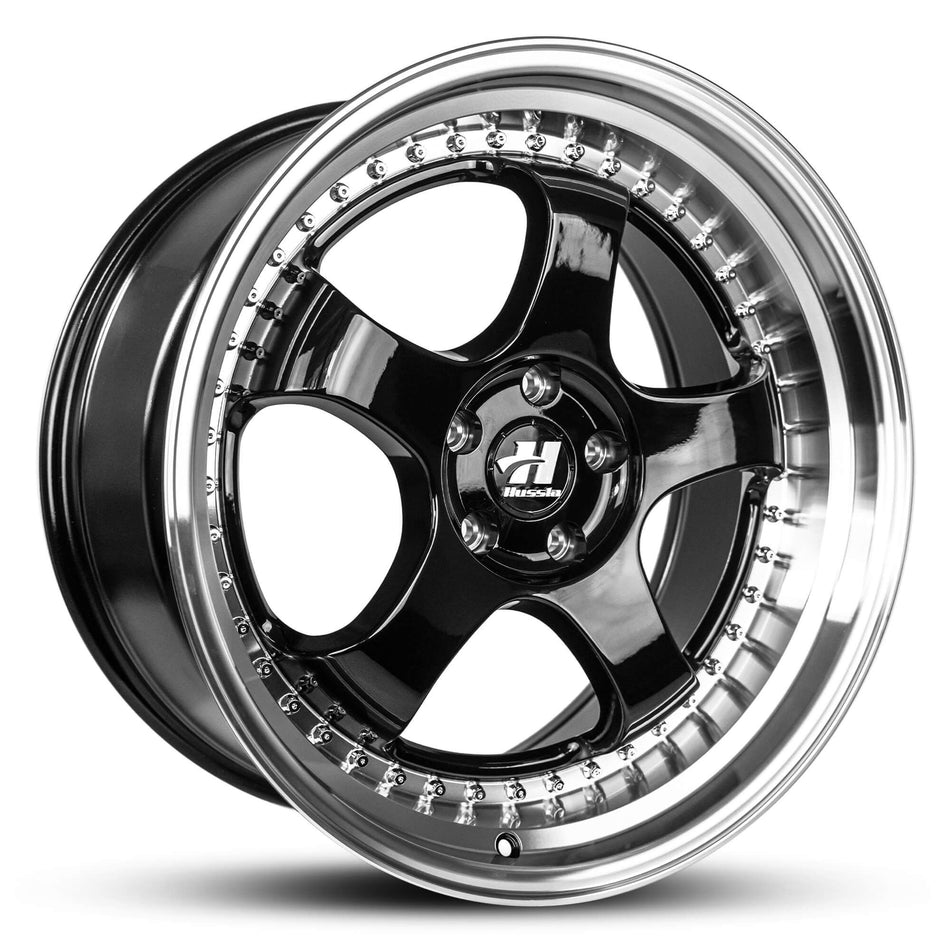 Wheel HUSSLA ZEN GLOSS BLACK CHROME RIVETS MACHINED LIP