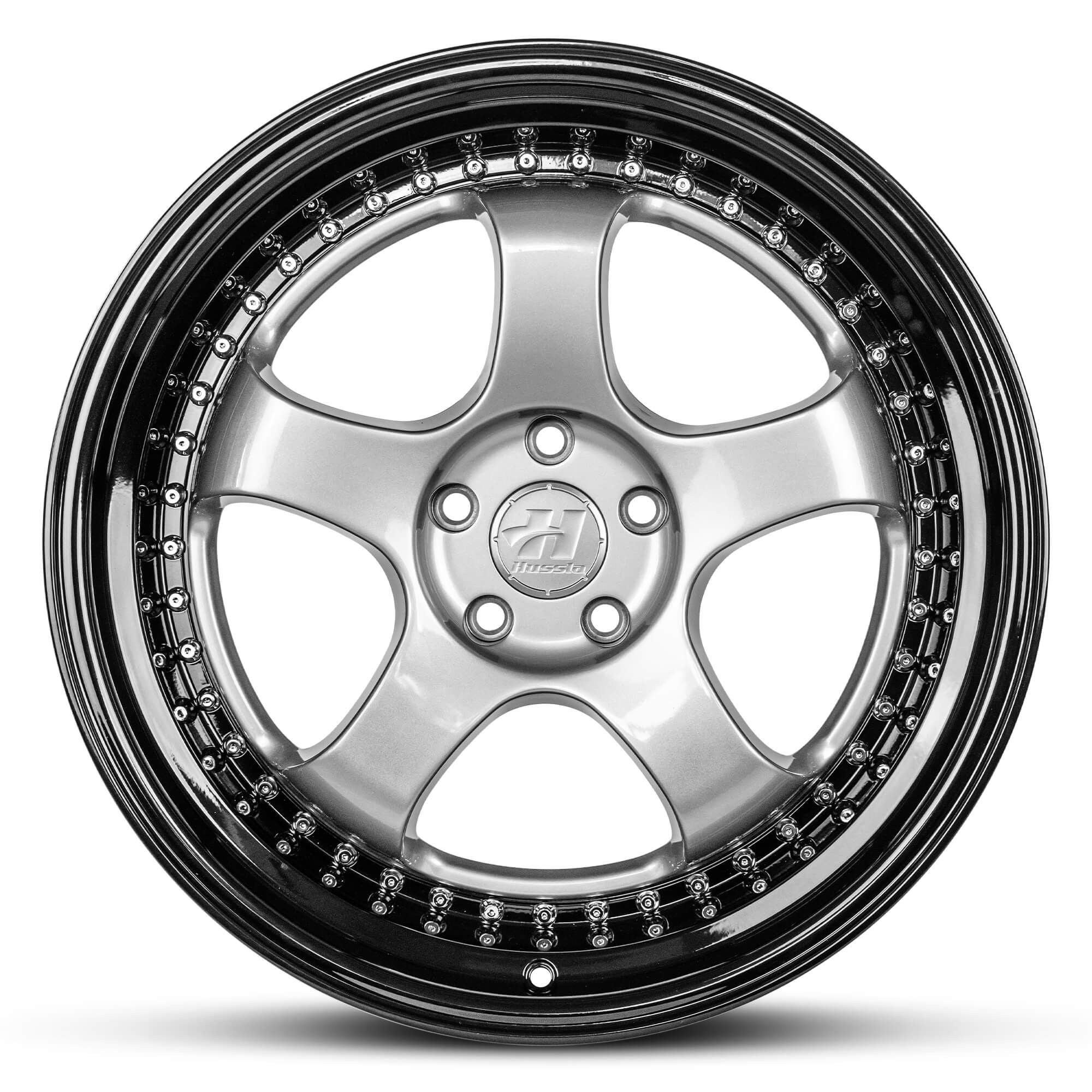 Wheel HUSSLA ZEN GUNMETAL GREY CHROME RIVETS BLACK LIP