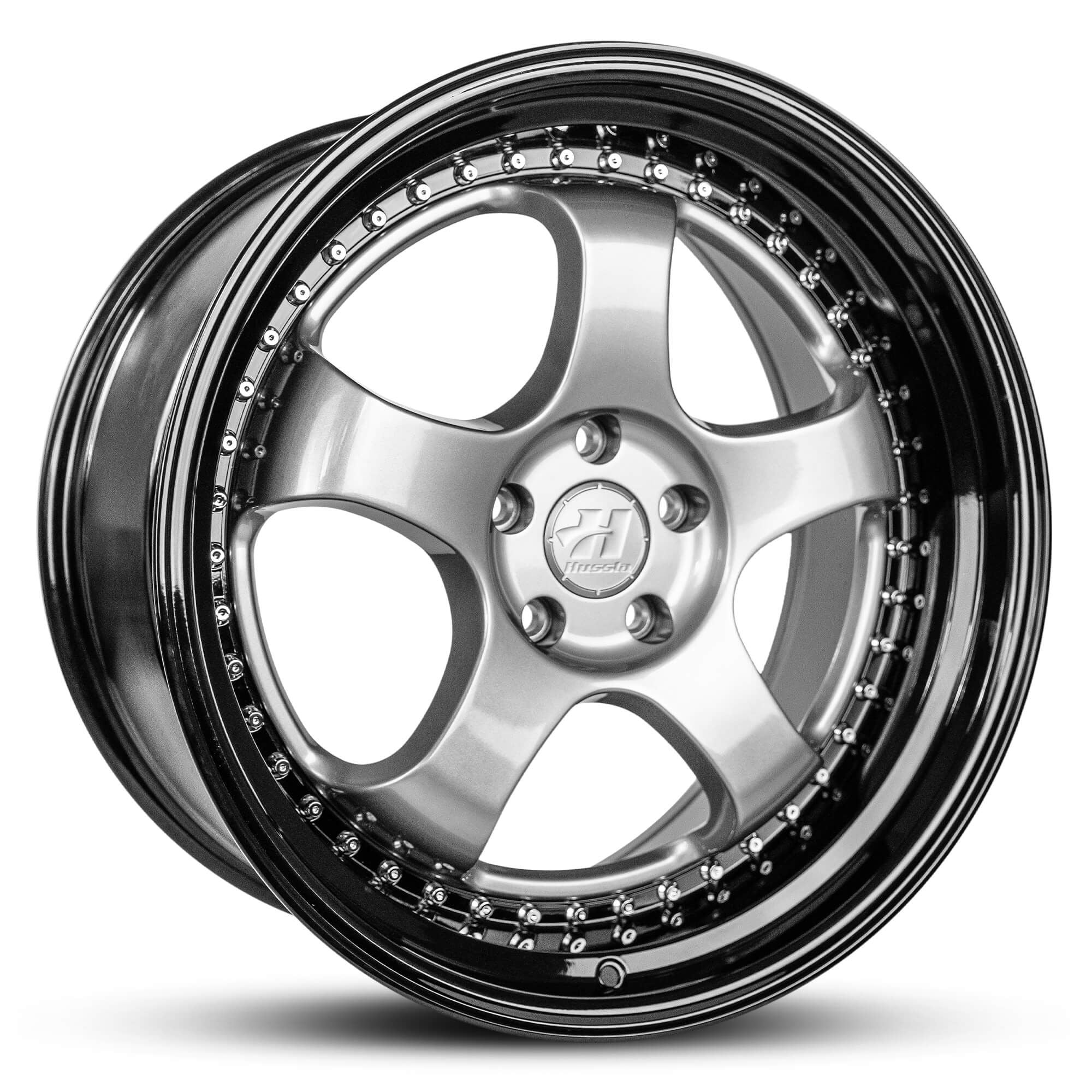 Wheel HUSSLA ZEN GUNMETAL GREY CHROME RIVETS BLACK LIP