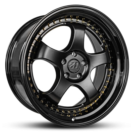 Wheel HUSSLA ZEN MATTE BLACK GOLD RIVETS GLOSS BLACK LIP