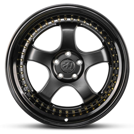 Wheel HUSSLA ZEN MATTE BLACK GOLD RIVETS GLOSS BLACK LIP